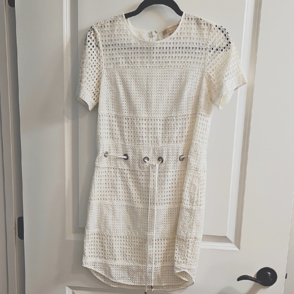 MICHAEL MICHAEL KORS WHITE COTTON EYELET DRESS